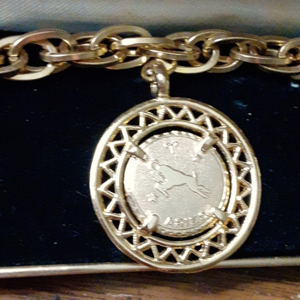 NWOT Goldtone Aries Medallion Bracelet